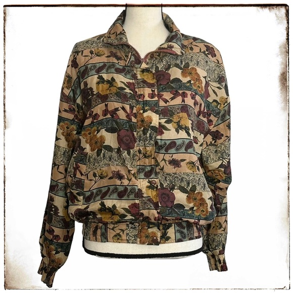 Details Sportswear Jacket S Paisley Floral Silk Vintage - Picture 1 of 8